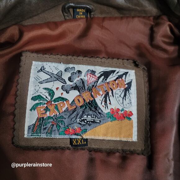 Vtg Exploration Leather Field Chore Barn Coat Jacket XXL Brown Preppy 90's - Picture 4 of 12